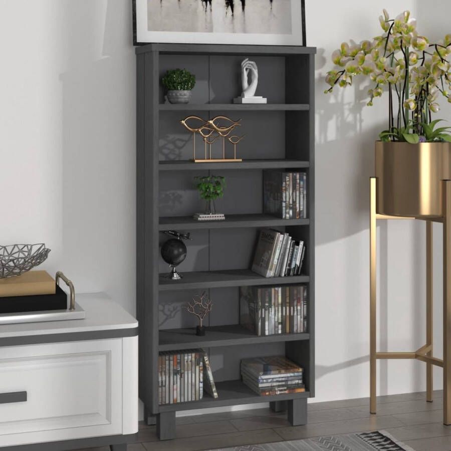 Furniture Limited Cd-kast HAMAR 45x18x100 cm massief grenenhout donkergrijs