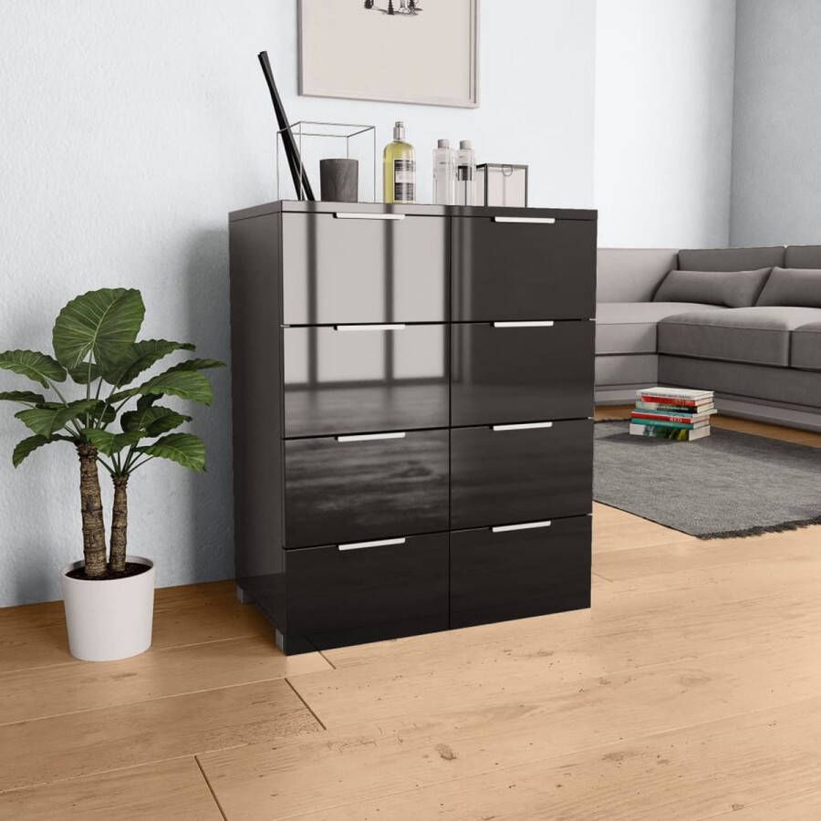 Furniture Limited Dressoir 60x35x80 cm spaanplaat hoogglans zwart