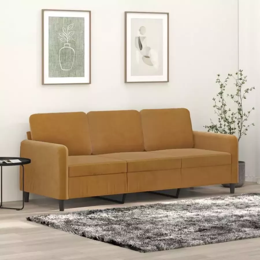 Furniture Limited Driezitsbank 180 cm fluweel bruin