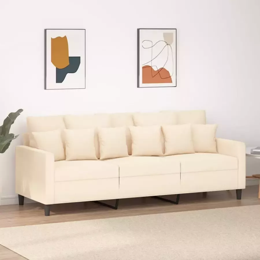 Furniture Limited Driezitsbank 180 cm fluweel crèmekleurig