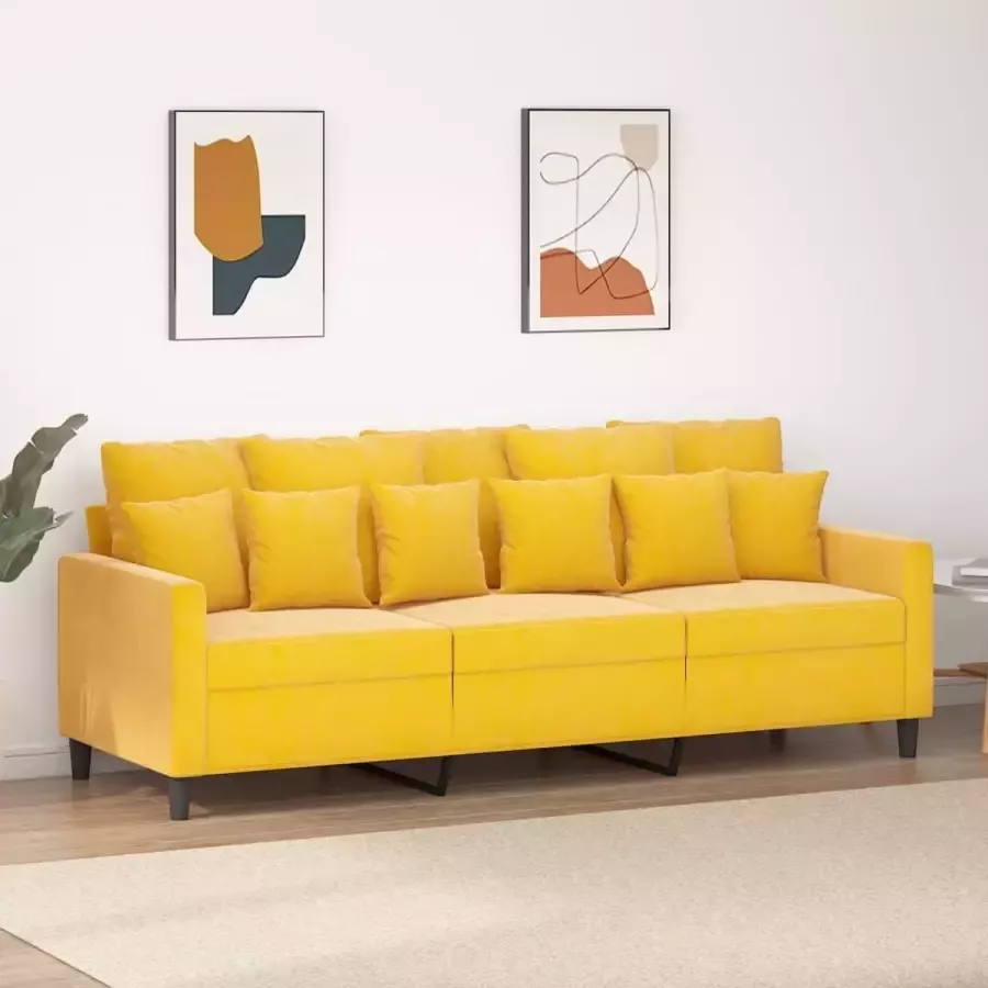 Furniture Limited Driezitsbank 180 cm fluweel geel