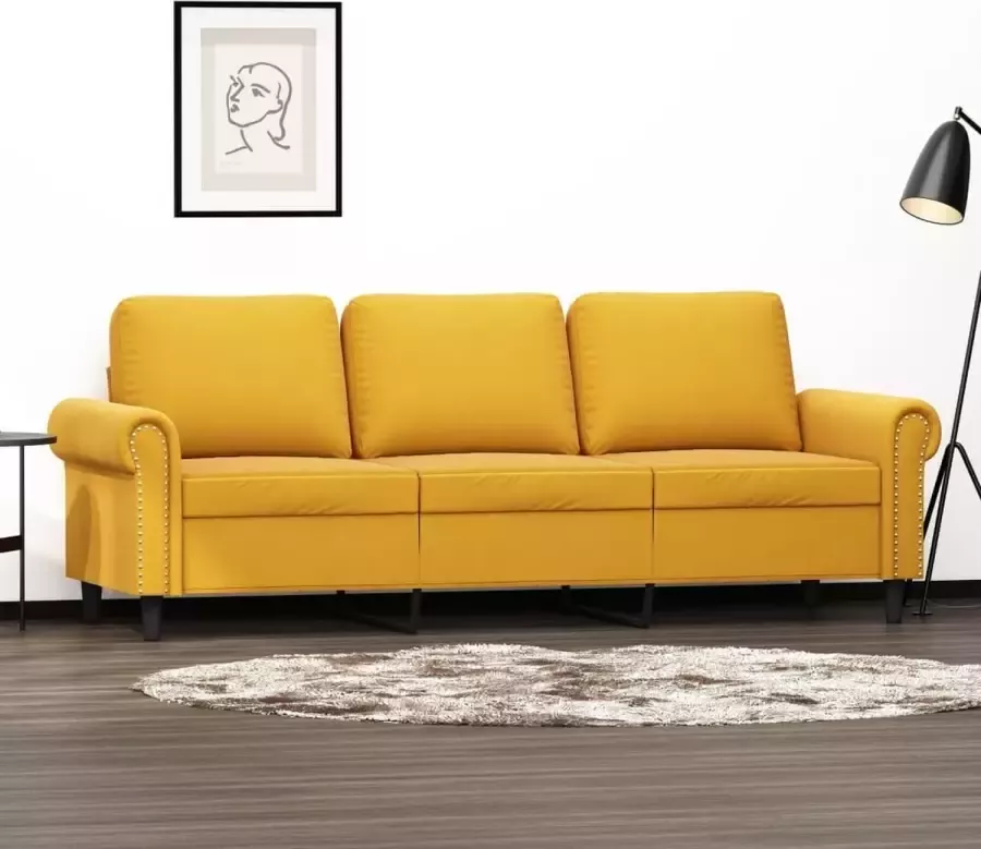 Furniture Limited Driezitsbank 180 cm fluweel geel