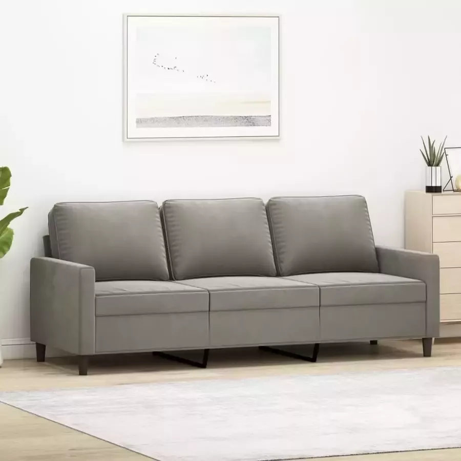 Furniture Limited Driezitsbank 180 cm fluweel lichtgrijs