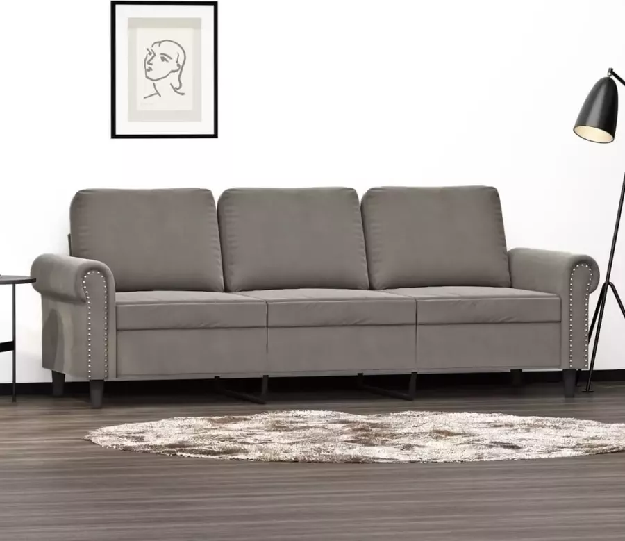 Furniture Limited Driezitsbank 180 cm fluweel lichtgrijs