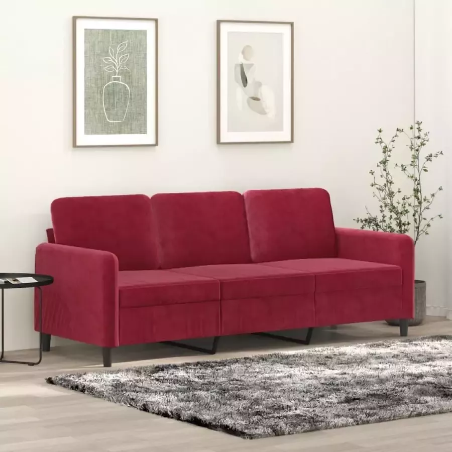 Furniture Limited Driezitsbank 180 cm fluweel wijnrood