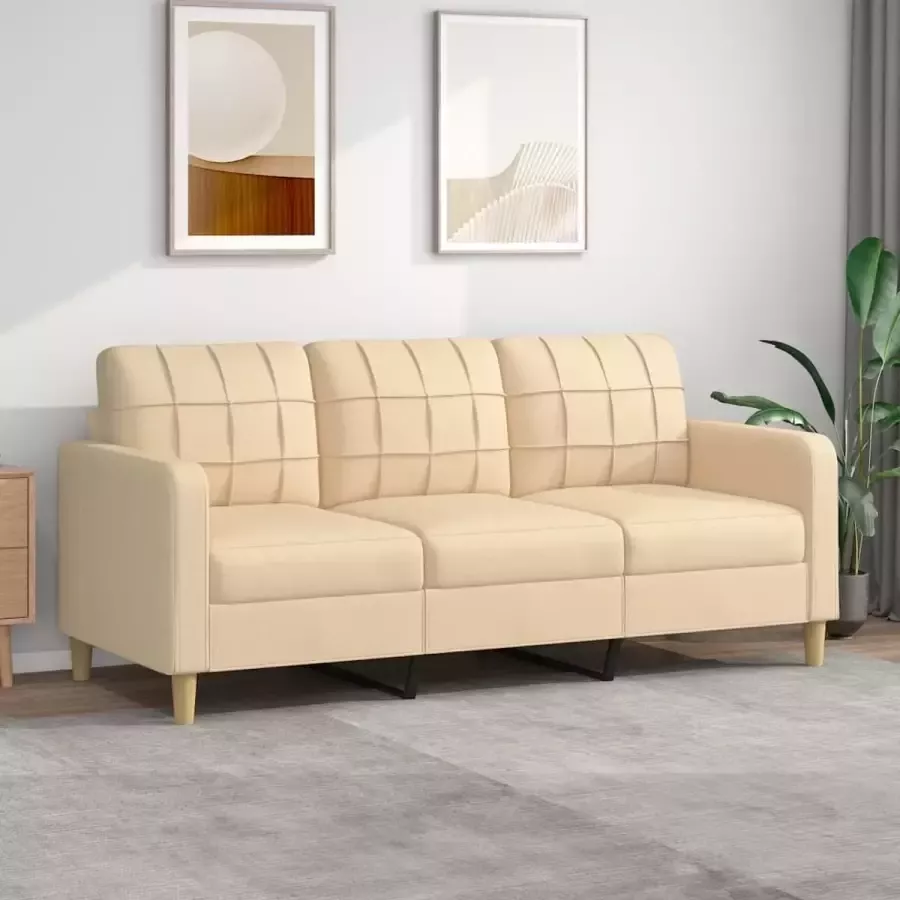 Furniture Limited Driezitsbank 180 cm stof crèmekleurig