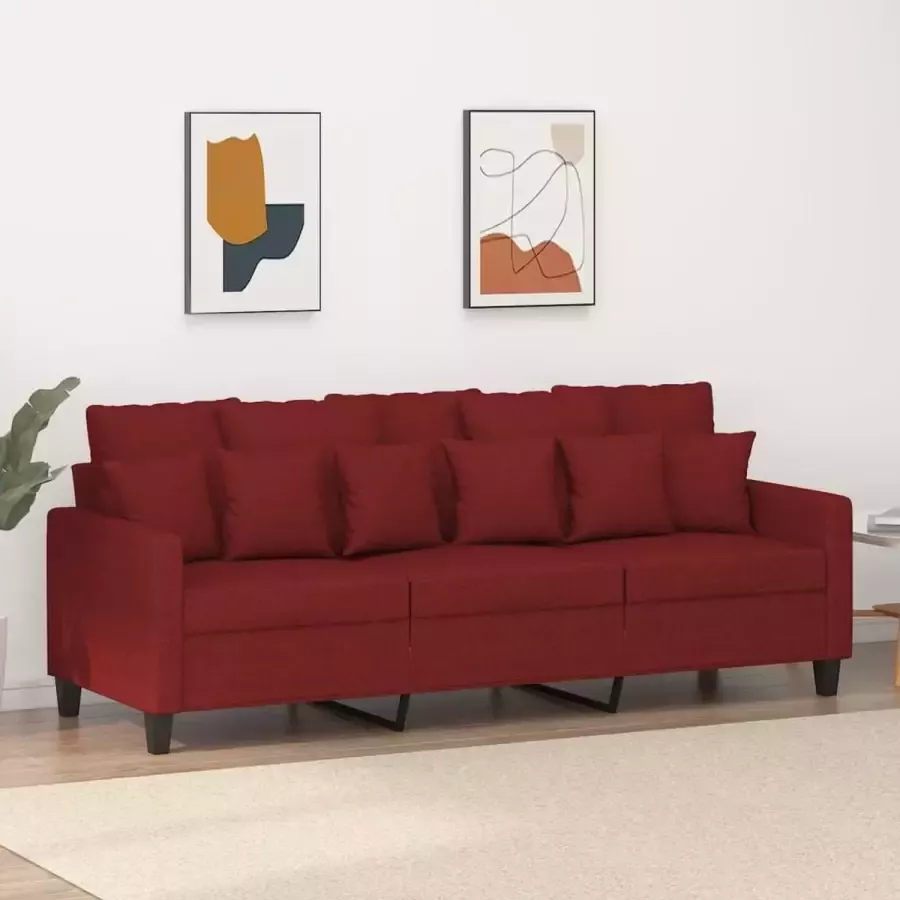 Furniture Limited Driezitsbank 180 cm stof wijnrood
