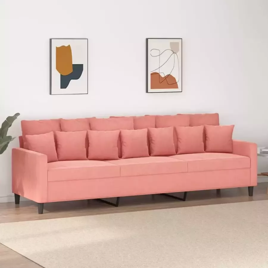 Furniture Limited Driezitsbank 210 cm fluweel roze