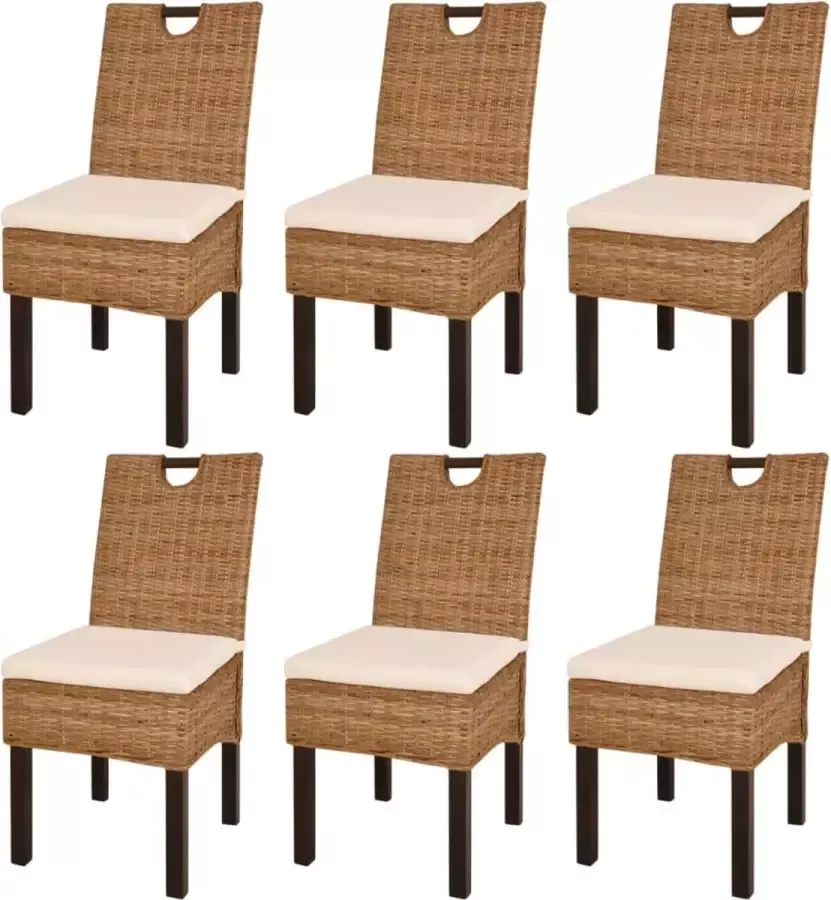 Furniture Limited Eetkamerstoel 6 st kubu rattan mangohout