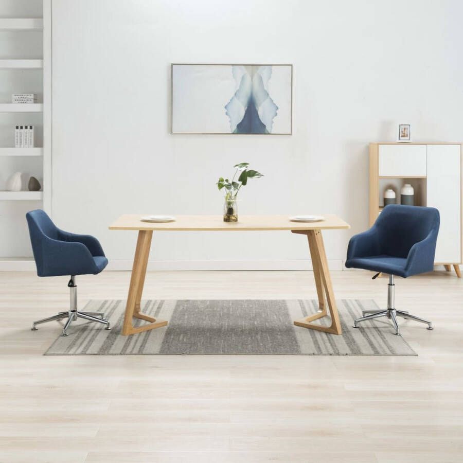 Furniture Limited Eetkamerstoelen 2 st draaibaar stof blauw