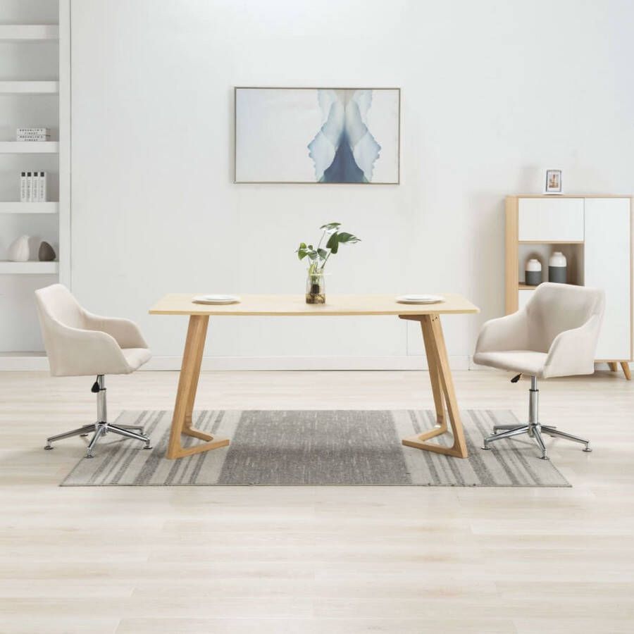 Furniture Limited Eetkamerstoelen 2 st draaibaar stof crèmekleurig