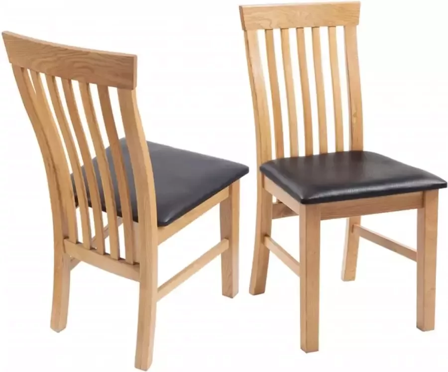 Furniture Limited Eetkamerstoelen 2 st massief eikenhout en kunstleer