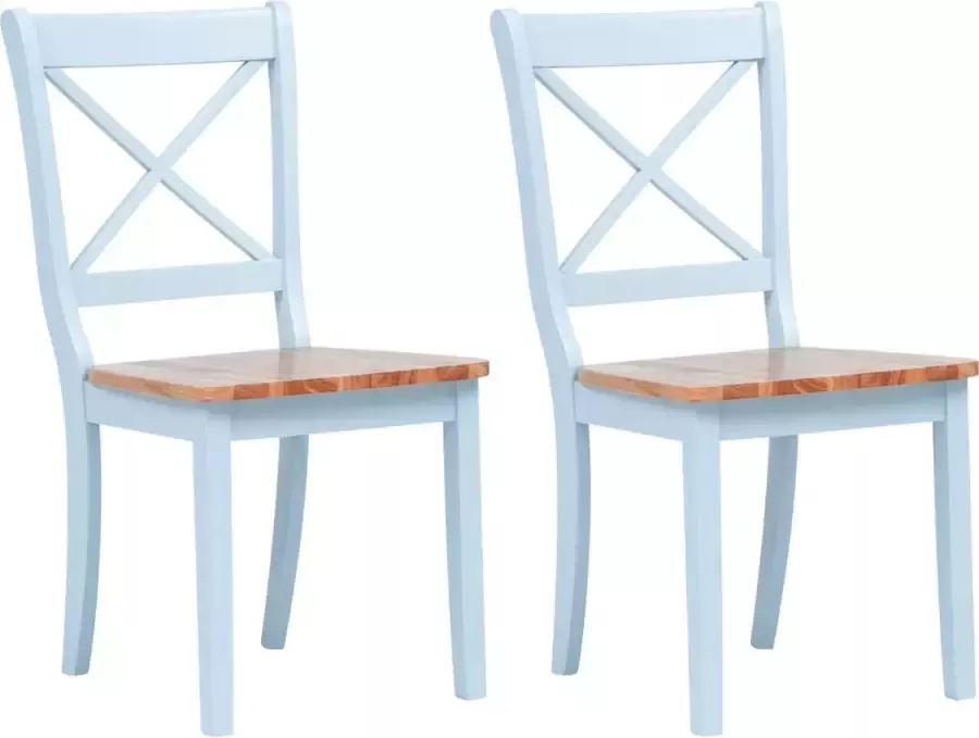 Furniture Limited Eetkamerstoelen 2 st massief rubberwood grijs lichthoutkleurig