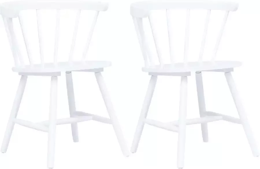 Furniture Limited Eetkamerstoelen 2 st massief rubberwood wit - Foto 2