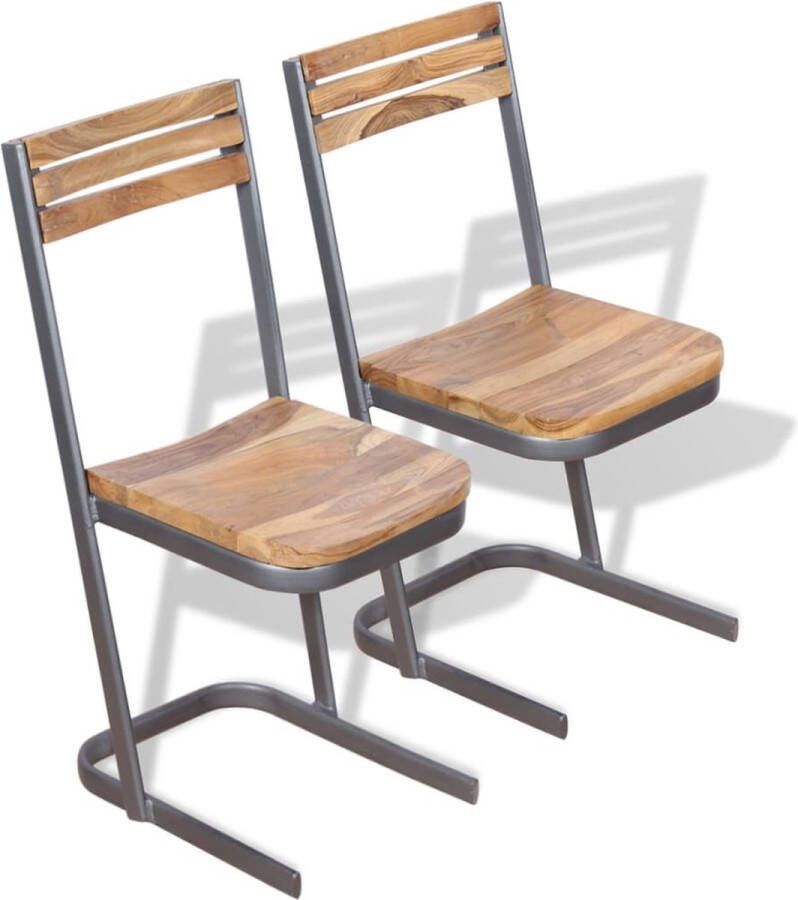 Furniture Limited Eetkamerstoelen 2 st massief teakhout