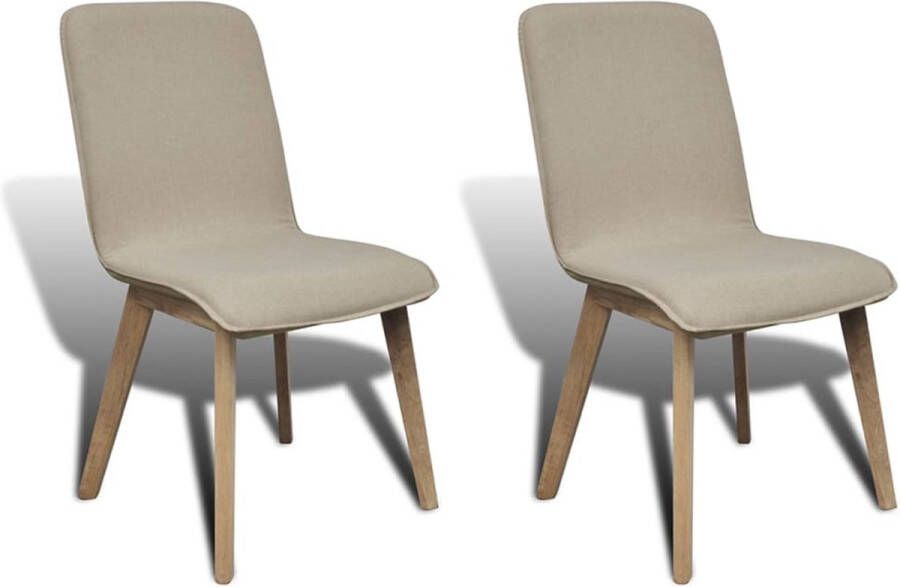 Furniture Limited Eetkamerstoelen 2 st stof en massief eikenhout beige