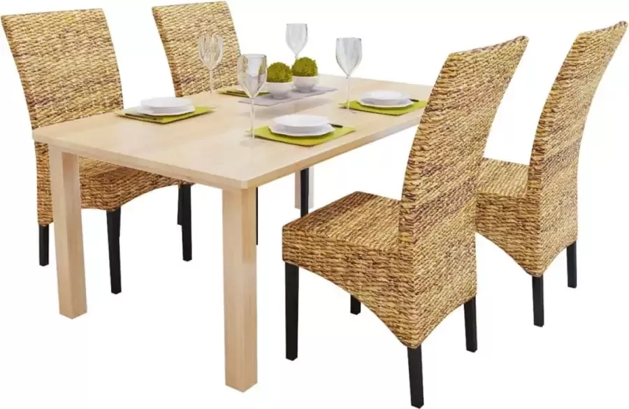 Furniture Limited Eetkamerstoelen 4 st abaca en massief mangohout
