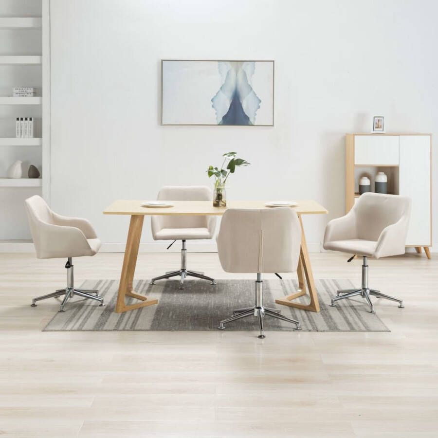 Furniture Limited Eetkamerstoelen 4 st draaibaar stof crèmekleurig