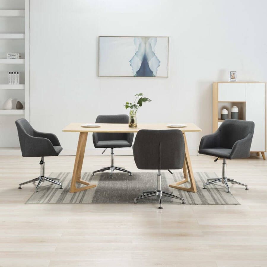 Furniture Limited Eetkamerstoelen 4 st draaibaar stof donkergrijs