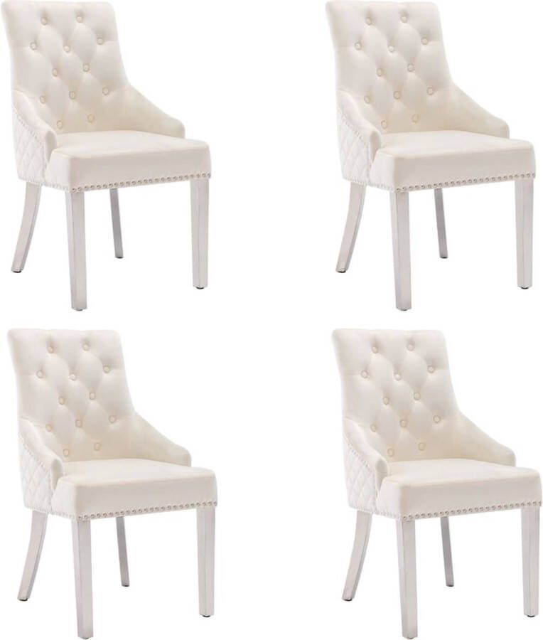 Furniture Limited Eetkamerstoelen 4 st fluweel crèmekleurig