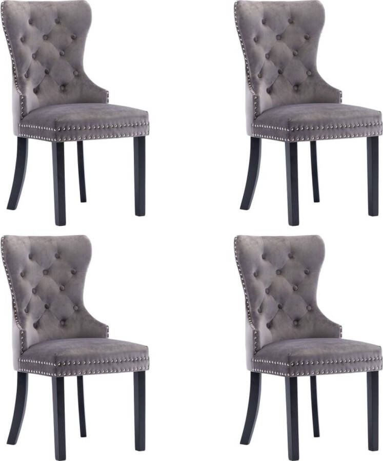 Furniture Limited Eetkamerstoelen 4 st fluweel grijs