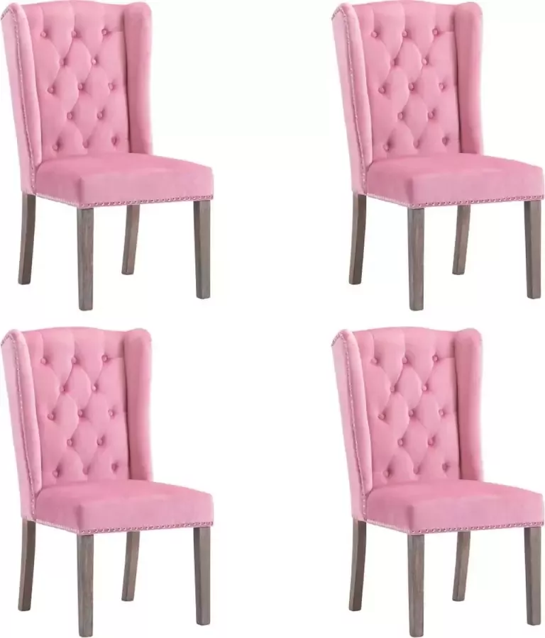Furniture Limited Eetkamerstoelen 4 st fluweel roze
