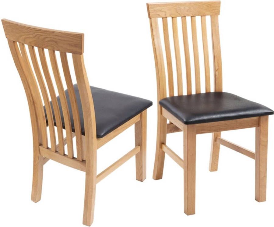 Furniture Limited Eetkamerstoelen 4 st massief eikenhout en kunstleer