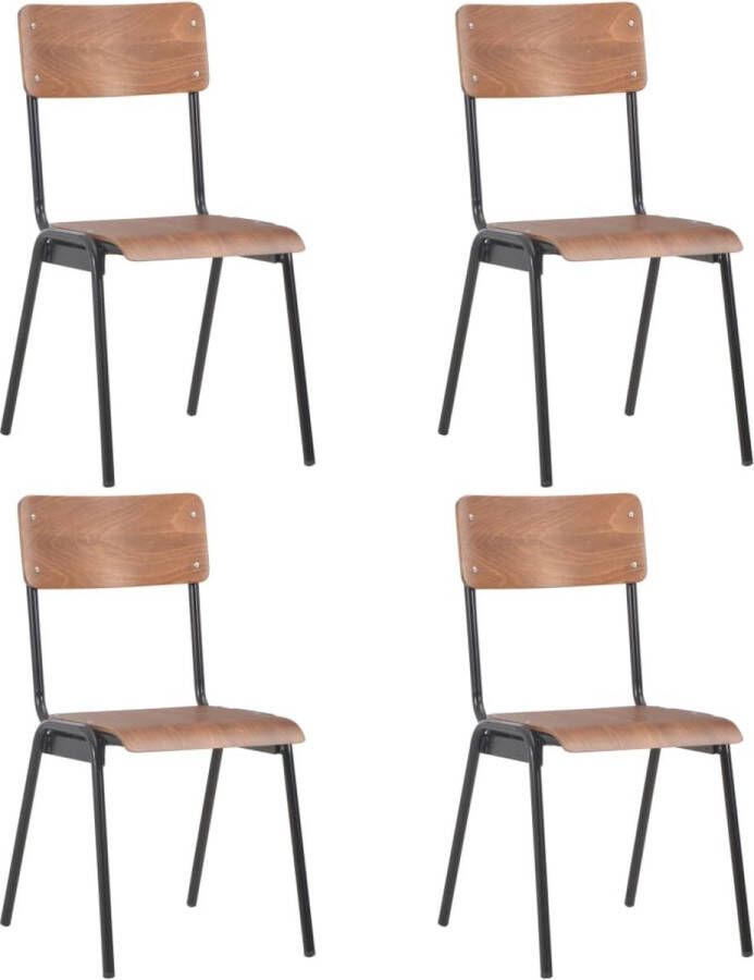 Furniture Limited Eetkamerstoelen 4 st massief multiplex staal bruin