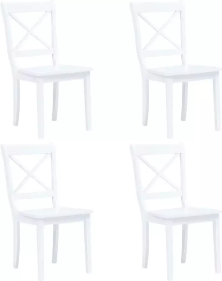 Furniture Limited Eetkamerstoelen 4 st massief rubberwood wit