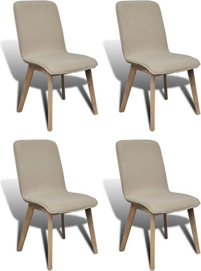 Furniture Limited Eetkamerstoelen 4 st stof en massief eikenhout beige