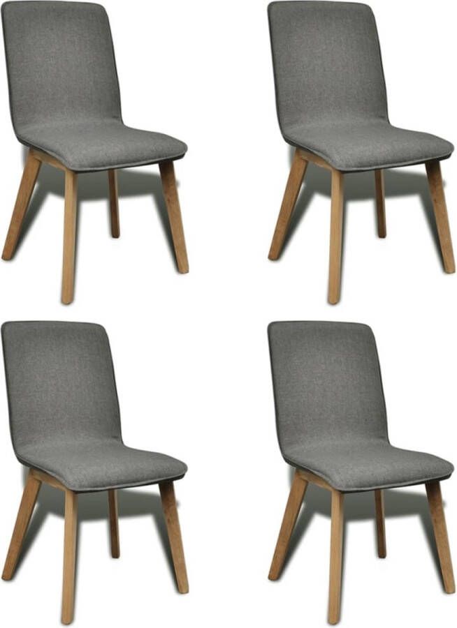 Furniture Limited Eetkamerstoelen 4 st stof en massief eikenhout lichtgrijs