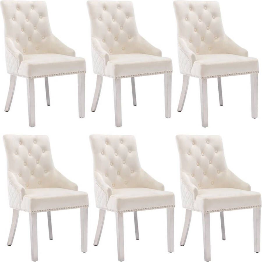 Furniture Limited Eetkamerstoelen 6 st fluweel crèmekleurig