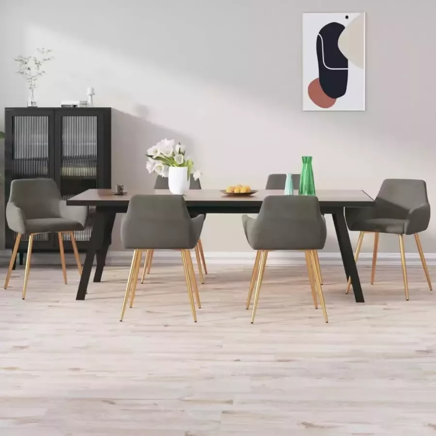Furniture Limited Eetkamerstoelen 6 st fluweel donkergrijs