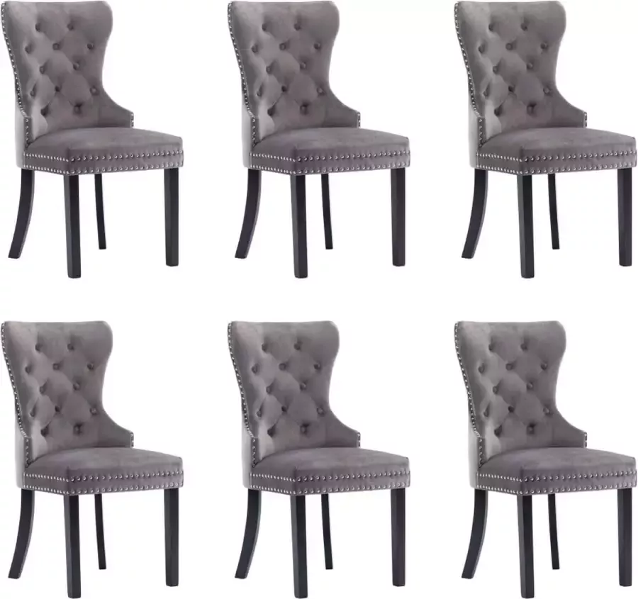 Furniture Limited Eetkamerstoelen 6 st fluweel grijs