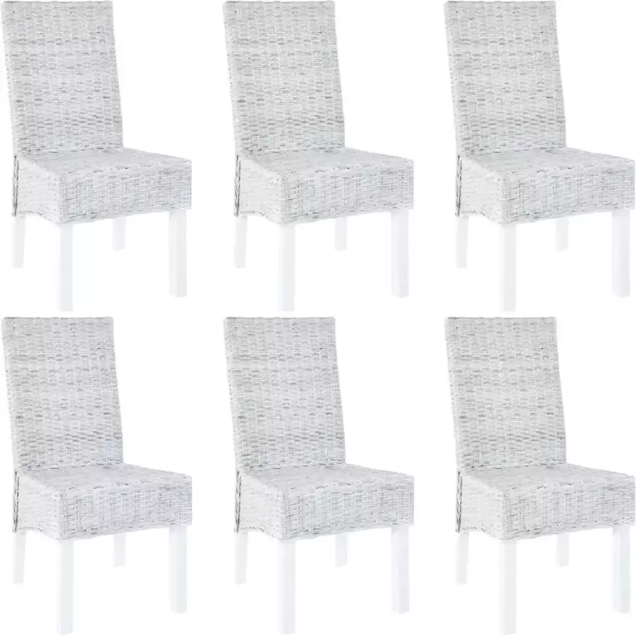 Furniture Limited Eetkamerstoelen 6 st kubu rattan en mangohout lichtbruin