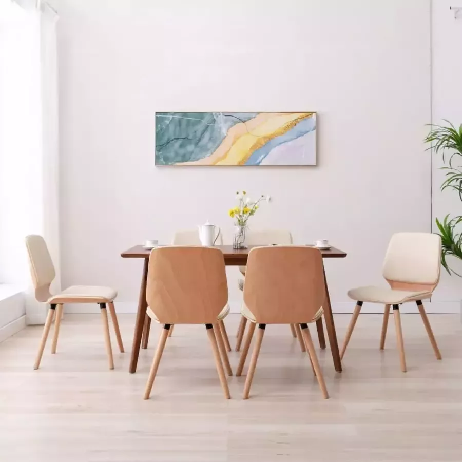 Furniture Limited Eetkamerstoelen 6 st kunstleer crème