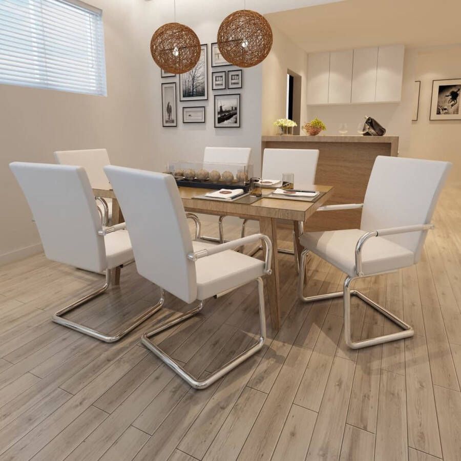 Furniture Limited Eetkamerstoelen 6 st kunstleer wit