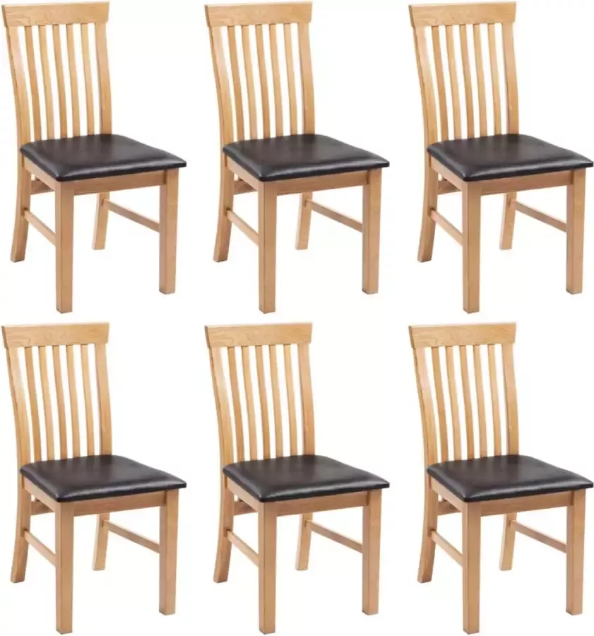 Furniture Limited Eetkamerstoelen 6 st massief eikenhout en kunstleer