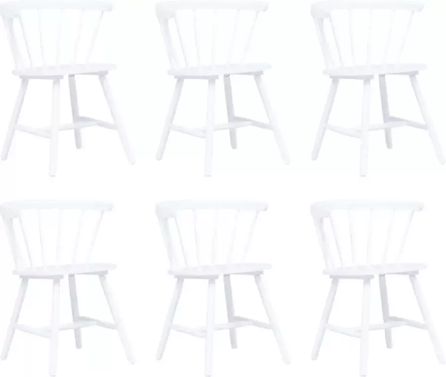Furniture Limited Eetkamerstoelen 6 st massief rubberwood wit