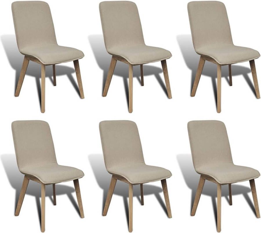 Furniture Limited Eetkamerstoelen 6 st stof en massief eikenhout beige