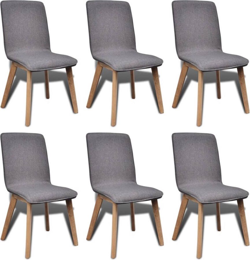 Furniture Limited Eetkamerstoelen 6 st stof en massief eikenhout lichtgrijs