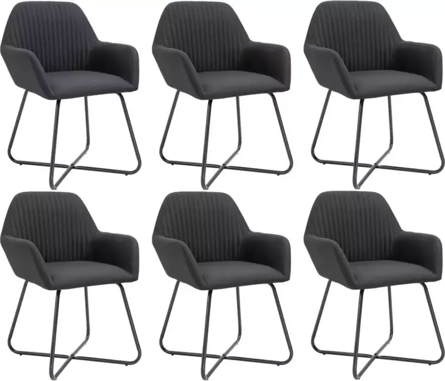 Furniture Limited Eetkamerstoelen 6 st stof zwart - Foto 2