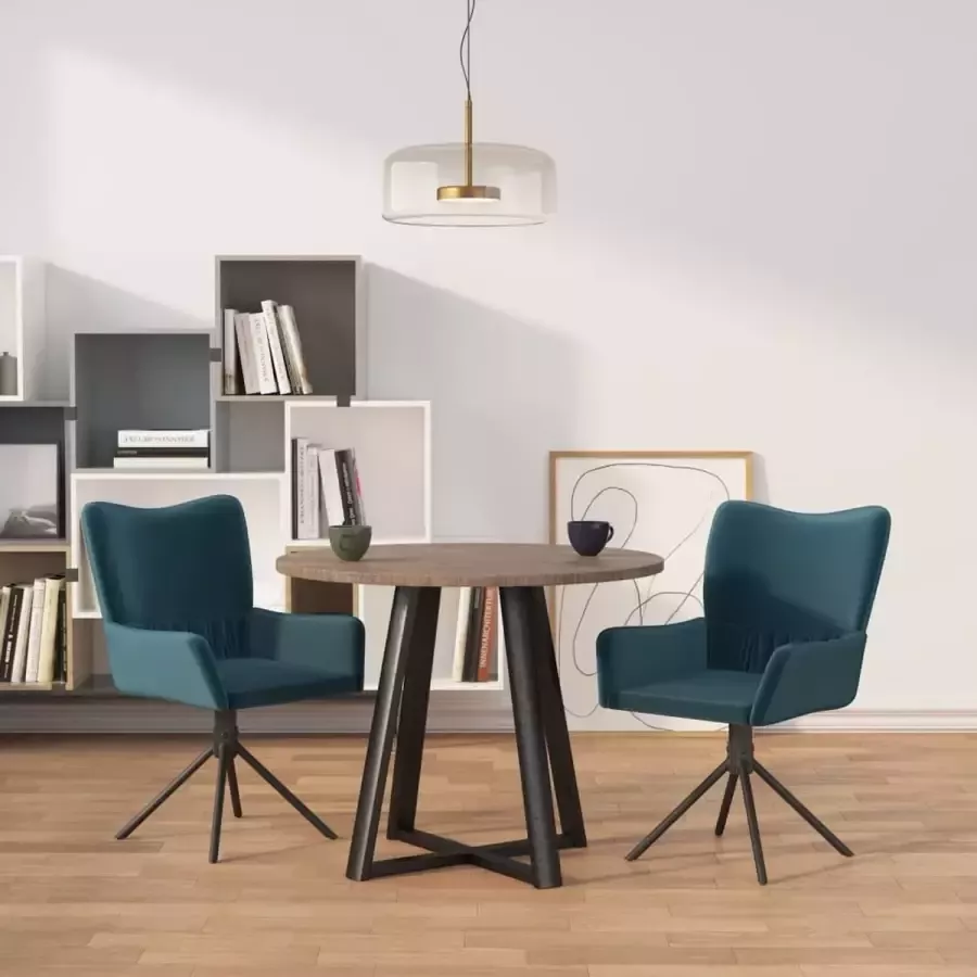 Furniture Limited Eetkamerstoelen draaibaar 2 st fluweel blauw