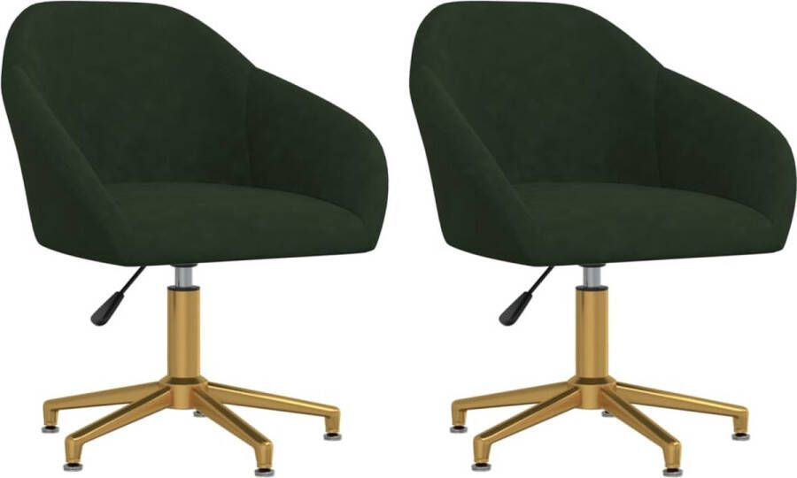 Furniture Limited Eetkamerstoelen 2 st draaibaar fluweel donkergroen - Foto 4