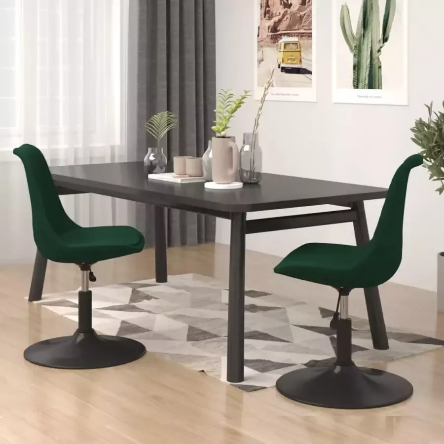 Furniture Limited Eetkamerstoelen 2 st draaibaar fluweel donkergroen