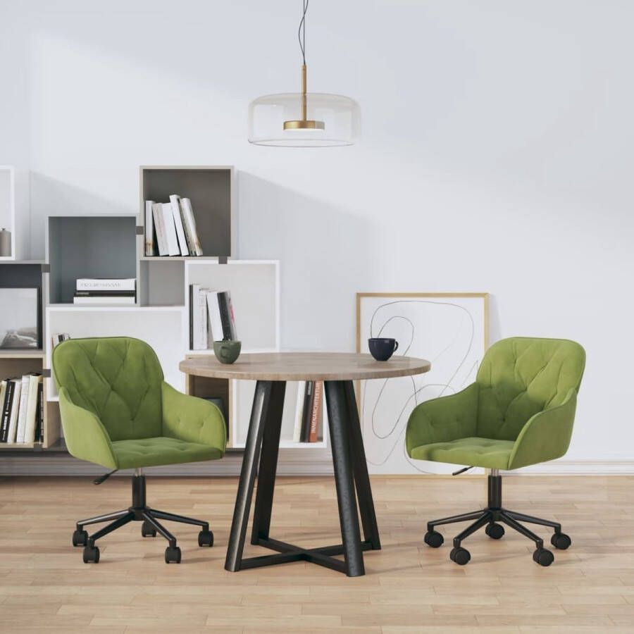 Furniture Limited Eetkamerstoelen draaibaar 2 st fluweel lichtgroen - Foto 2