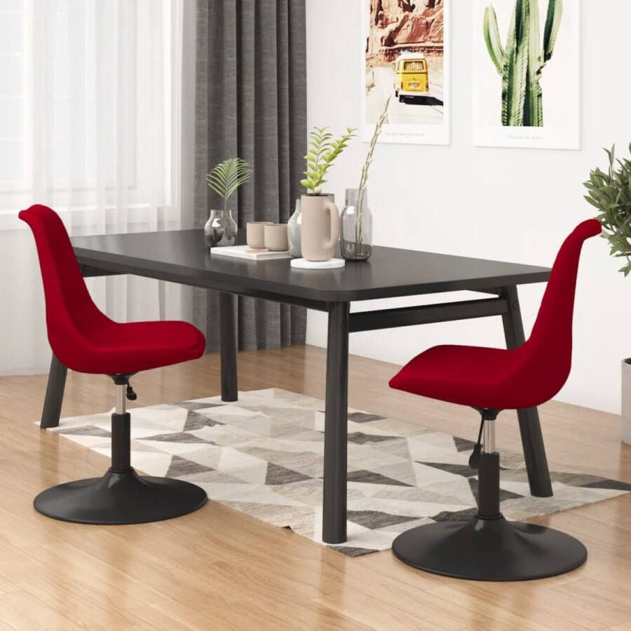 Furniture Limited Eetkamerstoelen draaibaar 2 st fluweel rood