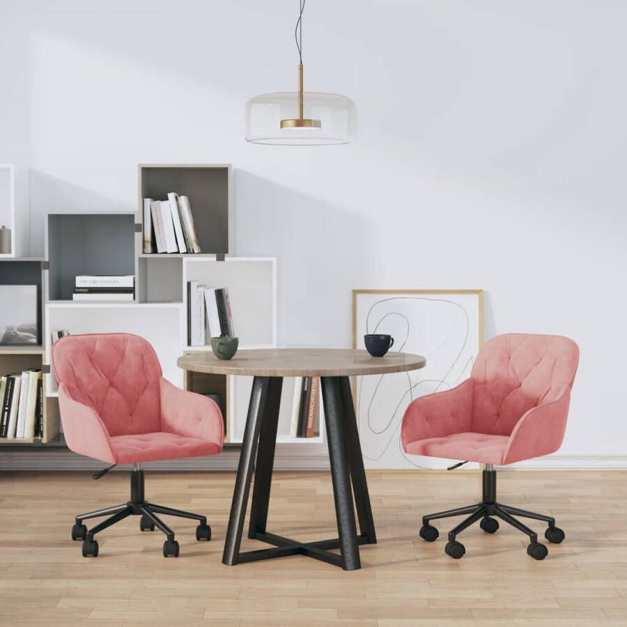 Furniture Limited Eetkamerstoelen draaibaar 2 st fluweel roze