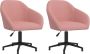 Furniture Limited Eetkamerstoelen draaibaar 2 st fluweel roze - Thumbnail 2