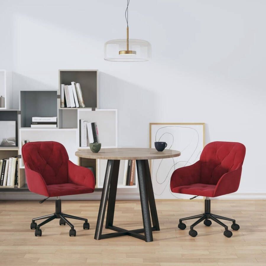 Furniture Limited Eetkamerstoelen draaibaar 2 st fluweel wijnrood